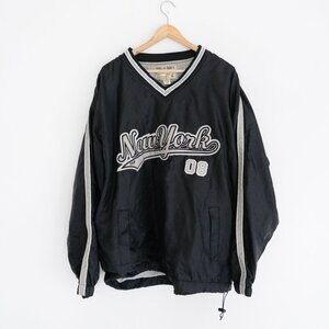 VTG '90S Steve & Berry's New York Yankees Black Gray Nylon Lined Pullover Jacket